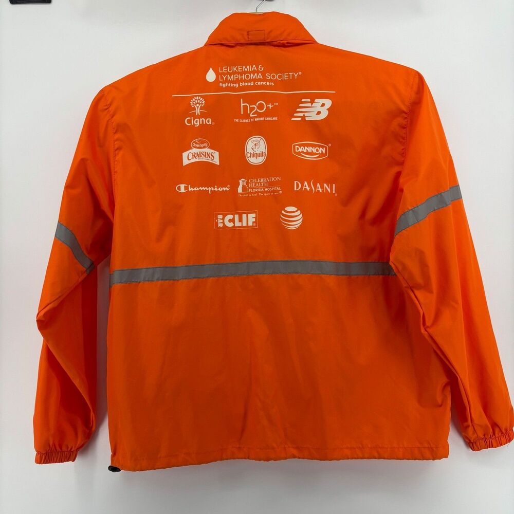 Disney Parks Half Marathon Volunteer Jacket XL Orange 2014 Reflective EUC Hood - Picture 5 of 13